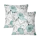 Elegant Floral Throw Pillow Covers 18" x 18" Watercolor Peony Decorative Cushion Cover Paisley Flowe
