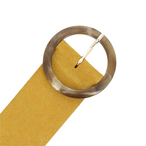 Fashiongen - Women's Genuine Italian Suede Leather Belt For Dress, Made In France, Anette -Light Camel, L-Xl #TOP1