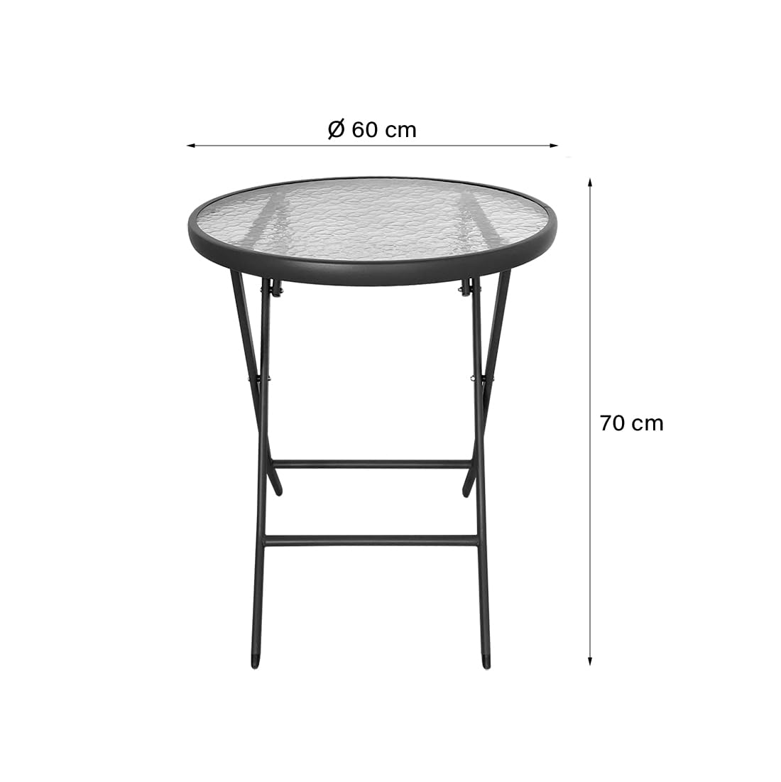 Acomoda Textil – Mesa Plegable de Acero para Interior y Exterior Antracita. Mesa de Cristal Estable y Resistente para Jardín, Balcón, Terraza y Patio 60x70 cm.