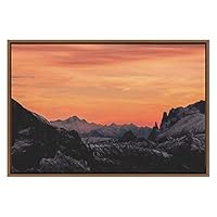 SIGNWIN Framed Canvas Wall Art Bright Orange Sunset Behind Mountain Tops Landscape Wilderness Photography Modern Art Scenic Dramatic for Living Room, Bedroom, Office - 16
