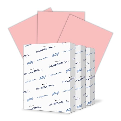 Image of Hammermill 20 lb Pink Printer Paper, 8.5 x 11-3 Ream (1,500 Sheets) - Made in The USA, Pastel