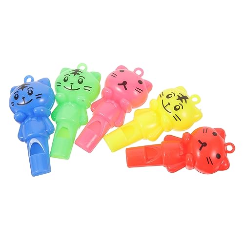 SUPVOX 10Pcs Cat Pattern Whistles with Lanyard Plastic Cheerleading Props for Sports Events Camping and Parties Brightly Colored for Adults