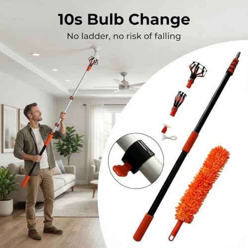 26FT Reach Light Bulb Changer for High Ceilings, 5-20FT Telescoping Pole by Generic - Used condition - Image 7