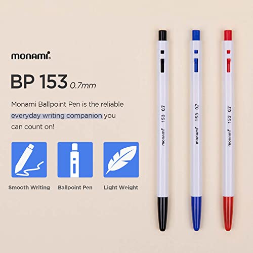 Monami Bp 153 Retractable Ballpoint Pen, Fine Point (0.7Mm), Red, 12-Count #TOP1