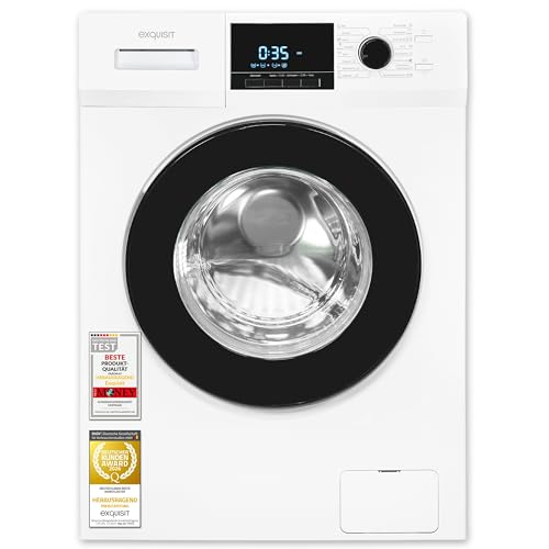 Exquisit Waschmaschine 9kg, Energieeffizienzklasse A, max. 1400 U/Min, Aquastop, Kurzprogramm, Startzeitvorwahl (3-24 Std.), Höhenverstellbare Füße, 16 Waschprogramme, WA59214-340A weiss