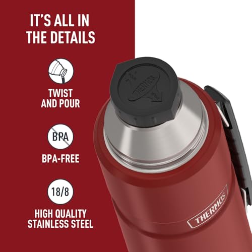 THERMOS Stainless King Vacuum-Insulated Beverage Bottle, 40 Ounce, Rustic Red by THERMOS - Image 4