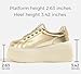 LUCKY STEP Women's Platform Fashion Sneakers Classic Wedge Canvas Casual Low Top Retro Walking Shoes(Gold,7 B(M) US)