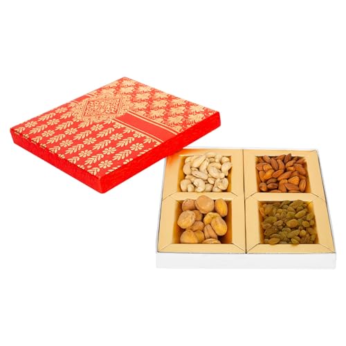 Image of BAY NUT Rakshabandhan Dryfruits Gift Box with 2 Rakhi and greeting card |Pack Of 200G|Combo Pack Of Almonds,Cashews,Raisins,apricot|Festive Celebration of Rakshabandhan