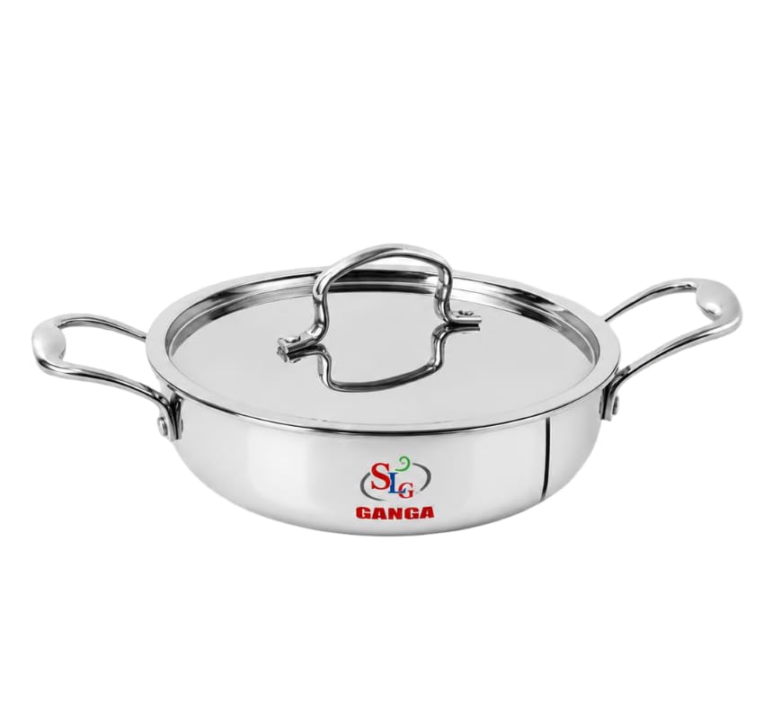 Premium Tri-Ply Stainless Steel Saute Pan with Lid | Deep Frying & Cooking Pan with Dual Handles | Induction & Gas Compatible Cookware for Sautéing, Frying, Curries and Everyday (20 cm)-image-27