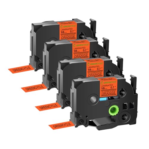 GREENCYCLE 4 Pack Compatible for Brother P-Touch 18mm Label Tape TZe-B41