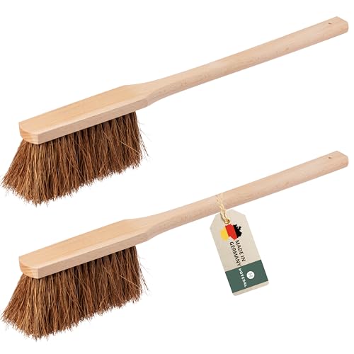 2er Set Handfeger Mit Langem Kokos-Stiel Made in Germany - Holz Handbesen