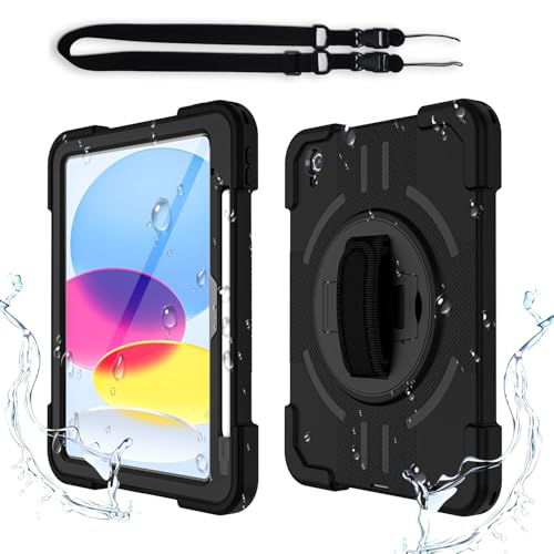 Ayoii iPad 11世代 ケース A16 (11インチ、2025)、 iPad 第10世代 ケース (10.9インチ、2022)対応 IP68規格 完全防水 防塵 耐衝撃 ペン収納 360°回転スタンド ショルダーストラップ A16 11インチ 防水カバー お風呂 海辺 水泳 潜水 登山 研究室 浴室 キッチン作業現場等に活躍の商品画像（Amazon）