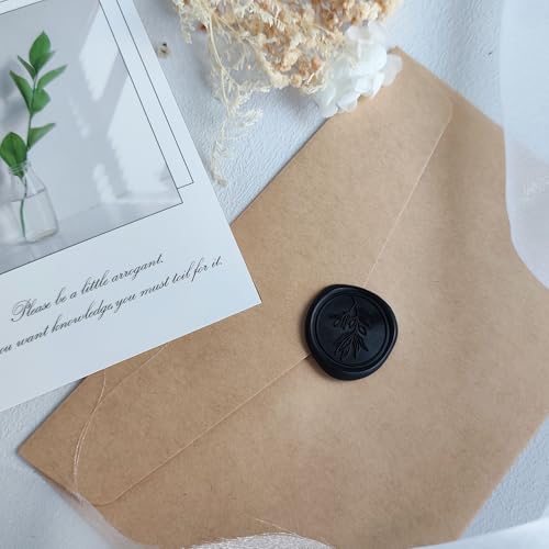 50Pcs Black Self-Adhesive Wax Seal Stickers - Wax Seal Perfect for Wedding Invitation or Envelope Good Adhesion and Easy to Use, Wedding Invitation Accessories