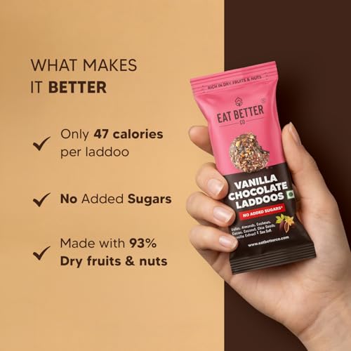 Image of Vanilla Chocolate - Sugar-Free Laddoos | High Protein & Instant Energy | 95% Dry-Fruits - Healthy Chocolate - No Added Sugar | Healthy Snacks | Energy-Bar Replacement (Pack of 4-40gm)