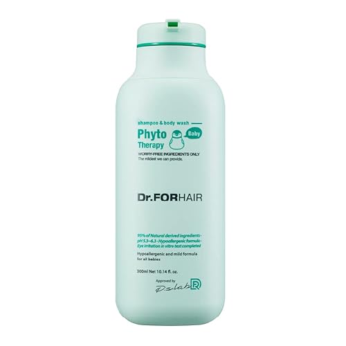 DR.FORHAIR Baby Phyto Therapy Champú y gel de baño Seguro para los ojos, fórmula suave, todo en uno, 95% ingredientes derivados naturalmente
