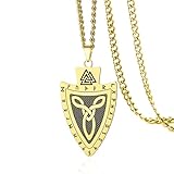 VASSAGO Collar vikingo de acero inoxidable con colgante de escudo de Valknut con...