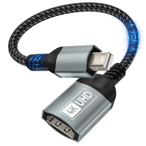 Nersligek Adaptateur Mini DisplayPort vers HDMI 4K, Adaptateur Mini DP(Thunderbolt 2) vers HDMI Tressé Nylon Compatible avec MacBook Air/Pro, Mac Mini, iMac,...