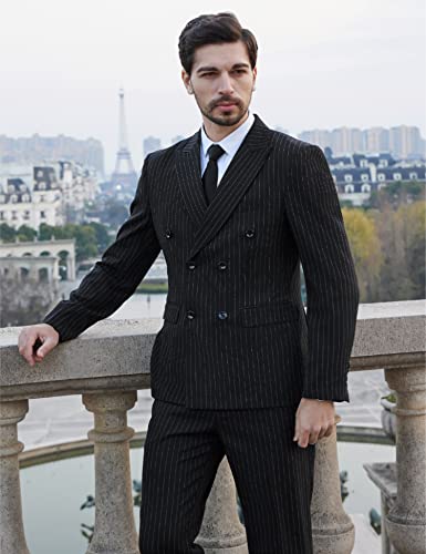 Ween Charm Men's Suits Slim Fit 2 Piece Black Stripe Tuxedo Two Button Wedding Prom Party Blazer Pants Set #TOP3