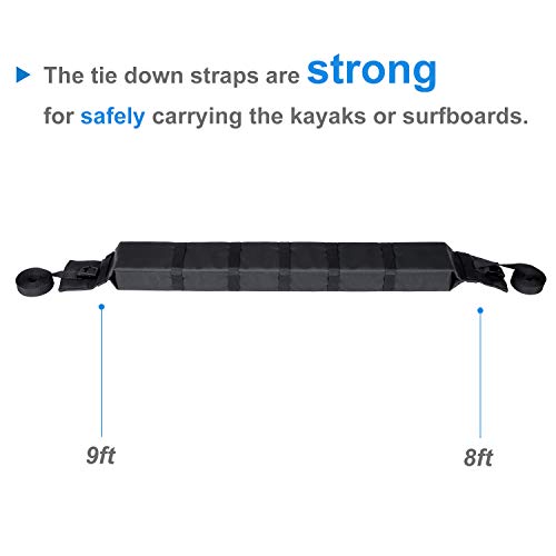 Woowave Kayak Roof Rack Pads Universal Car Roof Rack Soft Premium Surf Crossbars Cross Bars For Surfboard Sup Paddleboard With 2 Waterproof Tie Down Straps And Portable Storage Bag, 33In Long (Pair) #TOP3