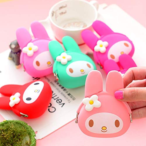 Preisvergleich Produktbild MMJJ Geldbörse, Cartoon-Hasenohren, weiche Silikon-Oberfläche der Münzrollen, Geldbörsen, 10 cm x 9 cm, 2 Stück, zufällige Haare