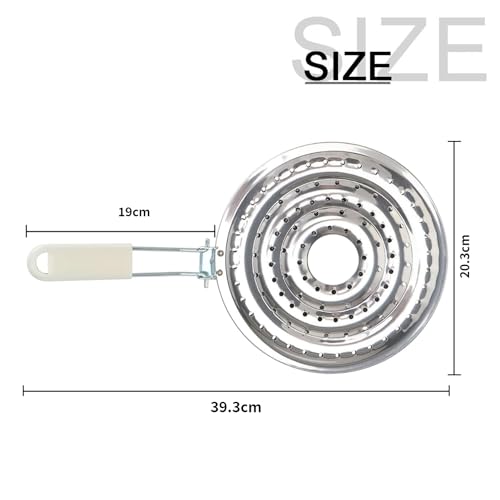 2 Pack Double Thickening Heat Diffuser Reducer Flame Guard Simmer Plate, Stainless Steel for Electric and Gas Stovetops Hob, 8 inch for Gas Cooker Pan Conducts Heat Evenly, Detachable Handle