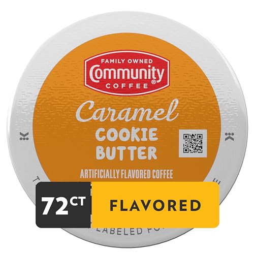 Community Coffee Golden Caramel Flavored 72 Count Coffee Pods, Medium Roast, Compatible with Keurig 2.0 K-Cup Brewers, 12 Count (Pack of 6)