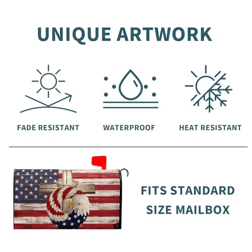 Image of USA American Flag Patriotic Mailbox Covers Magnetic Independence Day Mailbox Wrap Standard Size 18 X 21 4th of July Memorial Day Decorative for Home Outdoor Garden
