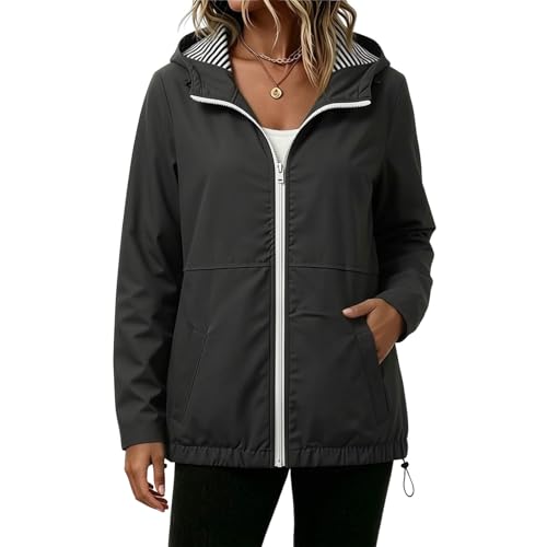 Chaqueta impermeable mujer con capucha cortavientos transpirable