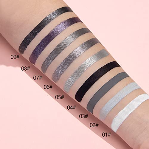 Maepeor Black Grey Silver Smokey Eyeshadow 9 Colors Cool Toned Matte Glitter Liquid Eyeshadow Longlasting Waterproof Smoky Smooth Creamy Eyeshadow Set (9 Colors Set 1) #TOP2