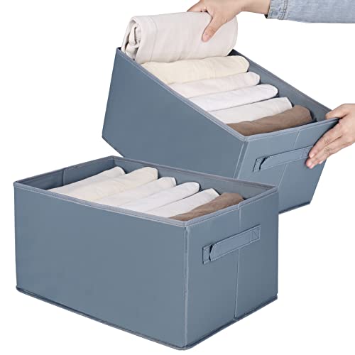 Sofore Organizador Armario, Organizador de Cajones 2 Piezas, Cajones Divisores Para Ropa, Organizador Para Vaqueros, Pantalones, Camisetas, Camisas, Azul