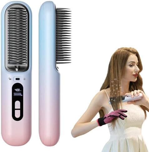 BEAUTYOVO Travel & TSA-Friendly Cordless Hair Straightener Brush ...