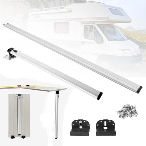 BONJUME Pied De Table Amovible Et Rail Coulissant pour Yacht De Camping Car, Pieds Pliants De 73 Cm/28 Pouces, Rails De Guidage De 100 Cm/38 Pouces, Support De...