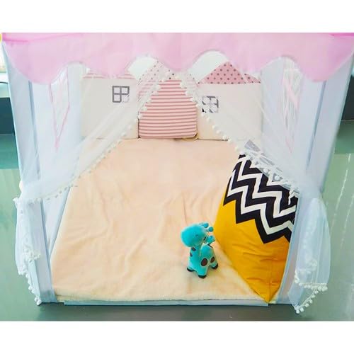 KRUZZEL Kinderzelt – Rosa Prinzessinnenhaus 130 × 100 × 115 cm mit 3 m LED – Lichterkette – Faltbares Spielhaus für Kinderzimmer und Garten Spielzelt Schloss für Mädchen – Indoor & Outdoor