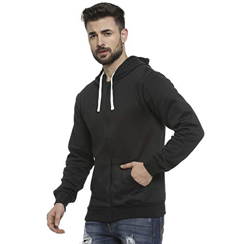 Image of CAHOOT Men's Zip-Front Hoodie with Contrast Drawstring for Casual Wear | Long Sleeve | Hooded Neck | Zipper Closure | Cotton Sweatshirt Crafted with Comfort Fit for Everyday Wear