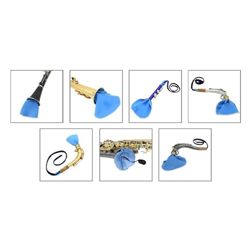 Dnyta Sax Instrument Cleaner Blue Saxophone Cleaning Cloth Silk Sax Neck Cleaning Swab Instrument Cleaning Cloth for Alto Tenor Clarinet Flute and Woodwind Instruments - Thumbnail 5