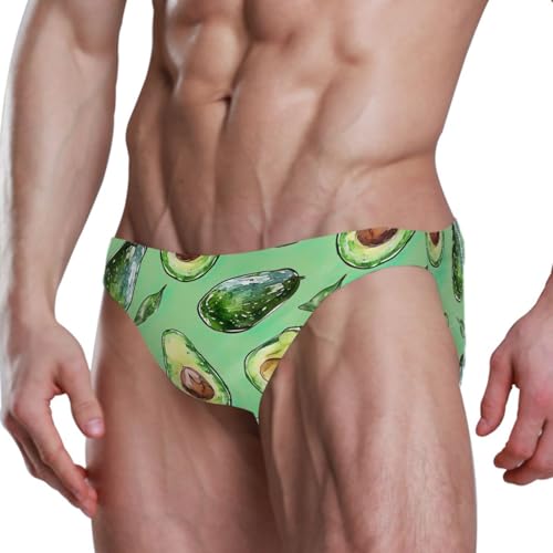 Green Avocado Men's Swimwear Sexy Bikini Solid Siwmming Briefs 208552904