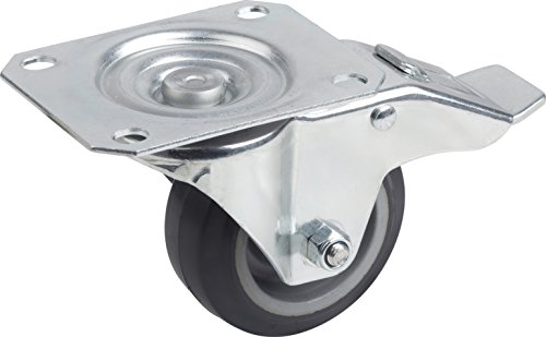 Meister Castor ✓ Brake ✓ 105 x 80 mm Plate ✓ Elastic Solid Rubber Wheels ✓ Soft Tread ✓ Roll Bearing Wheel/Castor Heavy Duty Roll, 803420