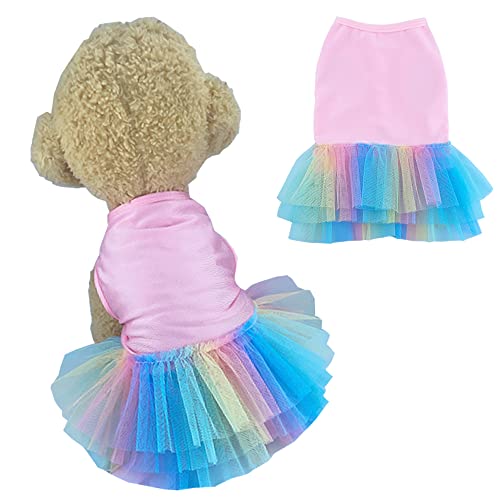 Ropa para mascotas gatos y perros pequeños ANIAC chaleco con falda de princesa rosa 2