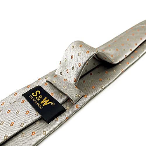 S&W SHLAX&WING Conjunto de gravatas masculinas cinza claro laranja prata foulard gravatas tamanho cl