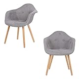 Altura del respaldo: 39cm. E-starain 2X Sillas Escandinava Silla de Comedor Silla Paris Patas de Madera Tapizada de Tela Sillón Tower Gris