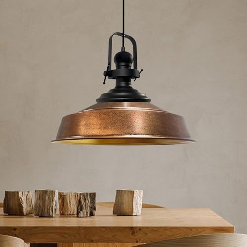 Bamyum Lampadario a Sospensione Vintage Industriale - Lampada 40 cm Diametro, Colore Rame