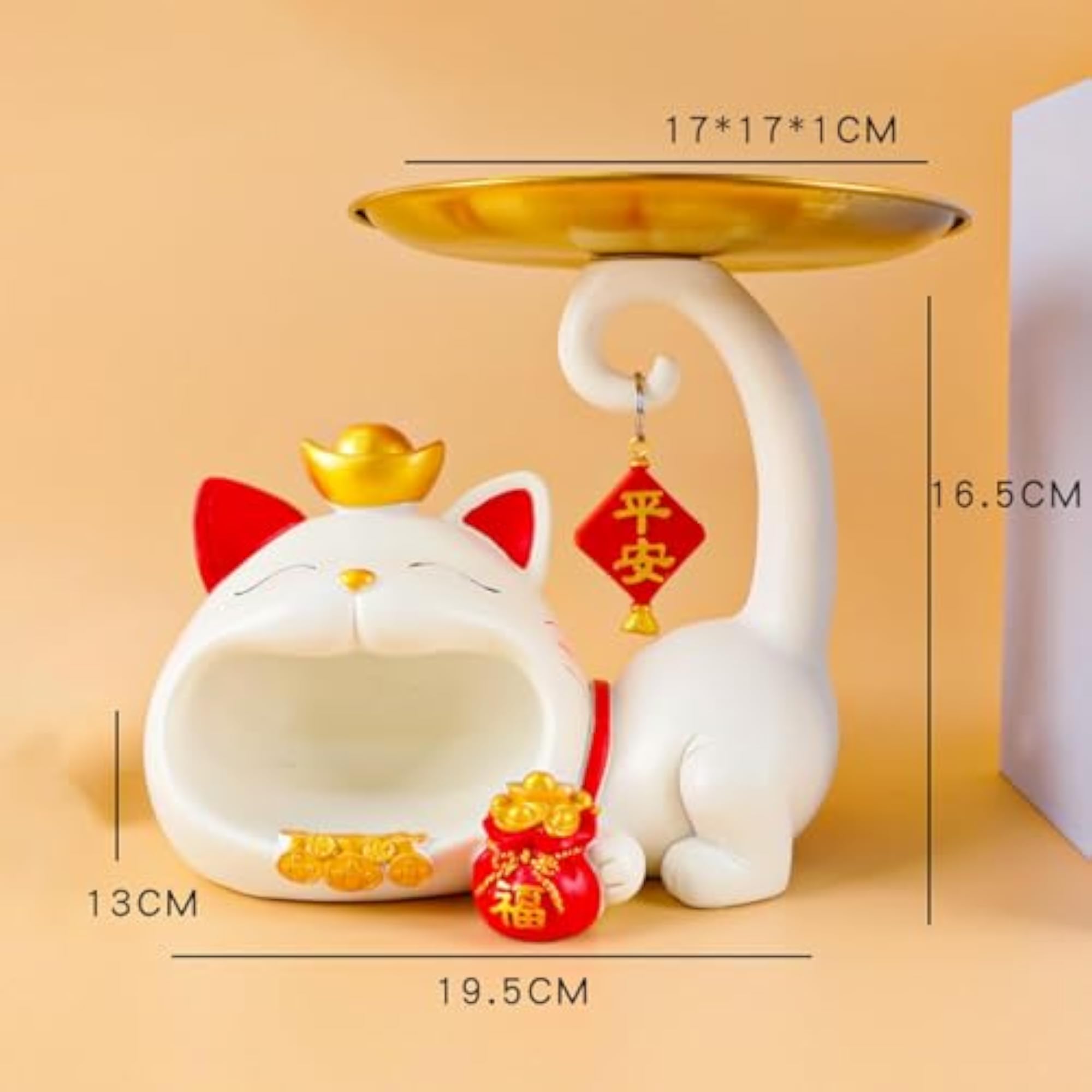 Cat Statue Key Holder Tray, Cat Sculpture Storage Tray