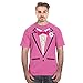 DIRTYRAGZ Men's Pink Tuxedo Tshirt - Funny Shirt Graphic Tee Tux Costume T Shirt with Bow Tie Vintage Tees for Men M Hot Pink