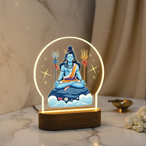 Image of Giftplease Divine Baby Shiva LED Desk Lamp - Warm Glow Spiritual Night Light - Cute Bal Shiva Table Decor for Pooja Room, Meditation Space, and Kids' Bedroom - Religious Gift & Home Accent GL 12