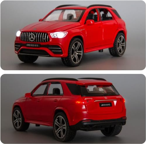 Image of 1 /32 Scale Benz AMG GLE 63S SUV Toy Car, Alloy Diecast Collectible Pull Back Car Model with Light and Sound Toy Vehicles for Adults Boys Girls Gift Toy (Red)