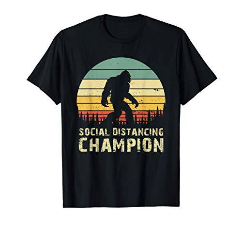 Bigfoot Social Distancing Champion Sasquatch Yeti t-shirt, Azul