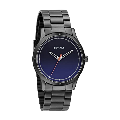 Image of Sonata Women of Steel Blue Dial Stainless Steel Strap Analog Watch for Women-NS8183NM01