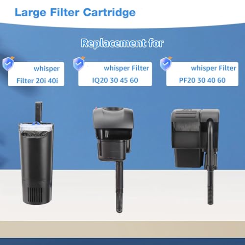 Image of 16 Count Assembled Large Filter Cartridges Compatible with Tetra Whisper Bio-Bag Filters 20i 40i IQ20 /30 /45 /60 PF20 /30 /40 /60, Large Replacement Filter Cartridges for Whisper Filters & Aquariums