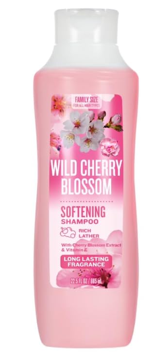 Wild Cherry Blossom Softening Shampoo, Cherry Blossom Extract & Vitamin E, 22.5 FL OZ- 1pack