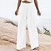 AQAYL Wide Leg Womens Linen Pants High Waisted Straight Palazzo Pants Breathable Vacation Summer Lounge Casual Trousers White